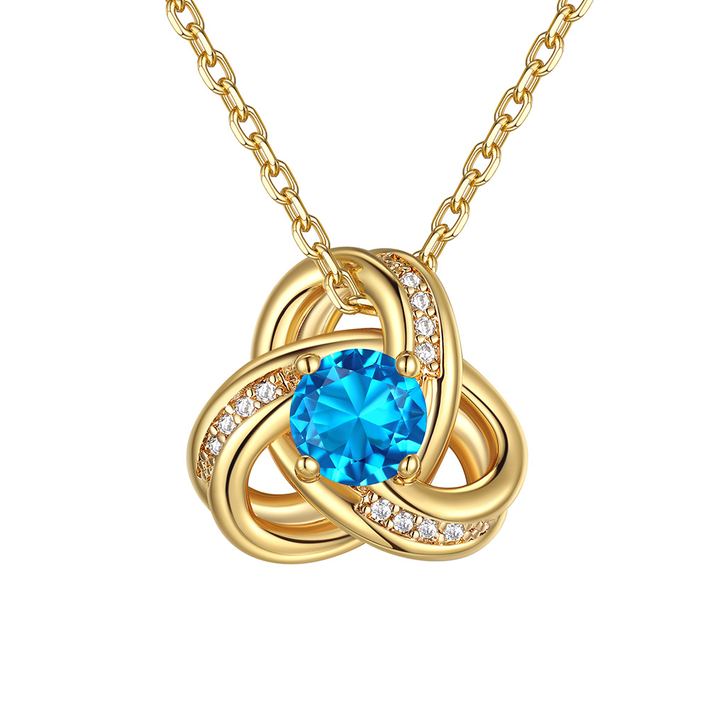 Birthstone Love Knot Necklace for Women
