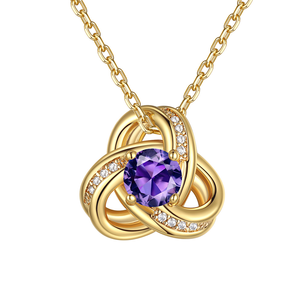 Birthstone Love Knot Necklace for Women