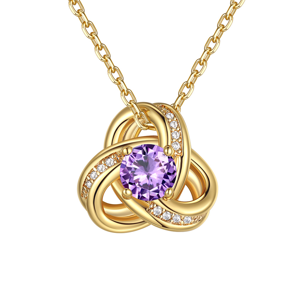 Birthstone Love Knot Necklace for Women