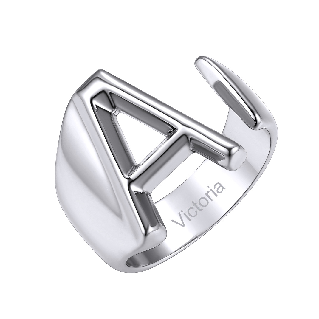 Personalized Initial Letter Ring Adjustable Ring A