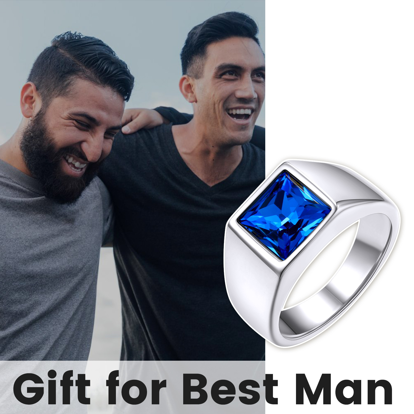 Mens Gemstone Birthstone Signet Band Ring