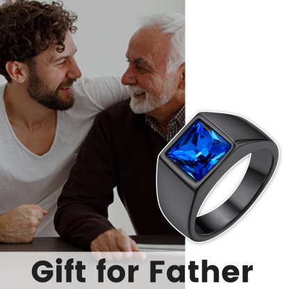 Mens Gemstone Birthstone Signet Band Ring