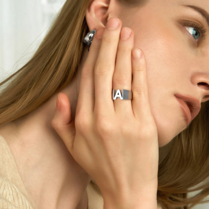 Custom Name Number Signet Rings for Women model