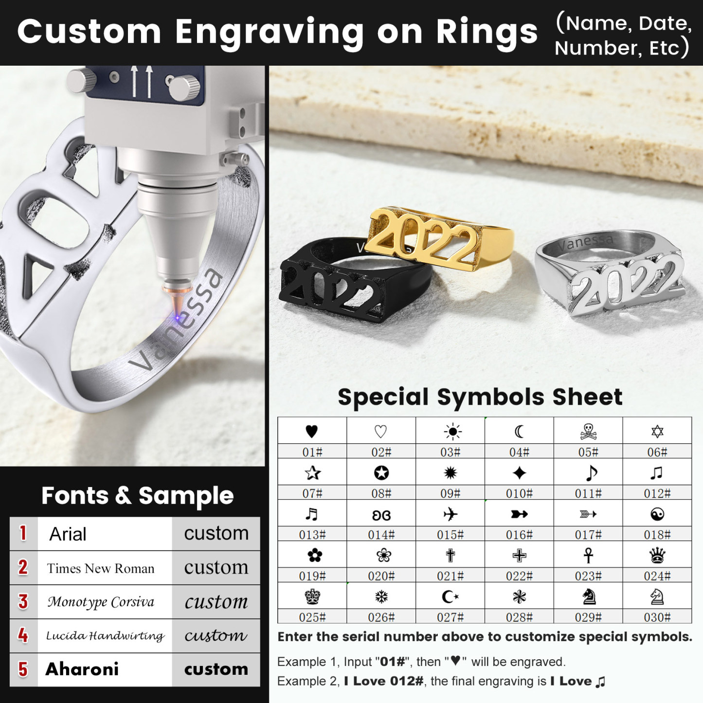 Name Number Signet Rings 