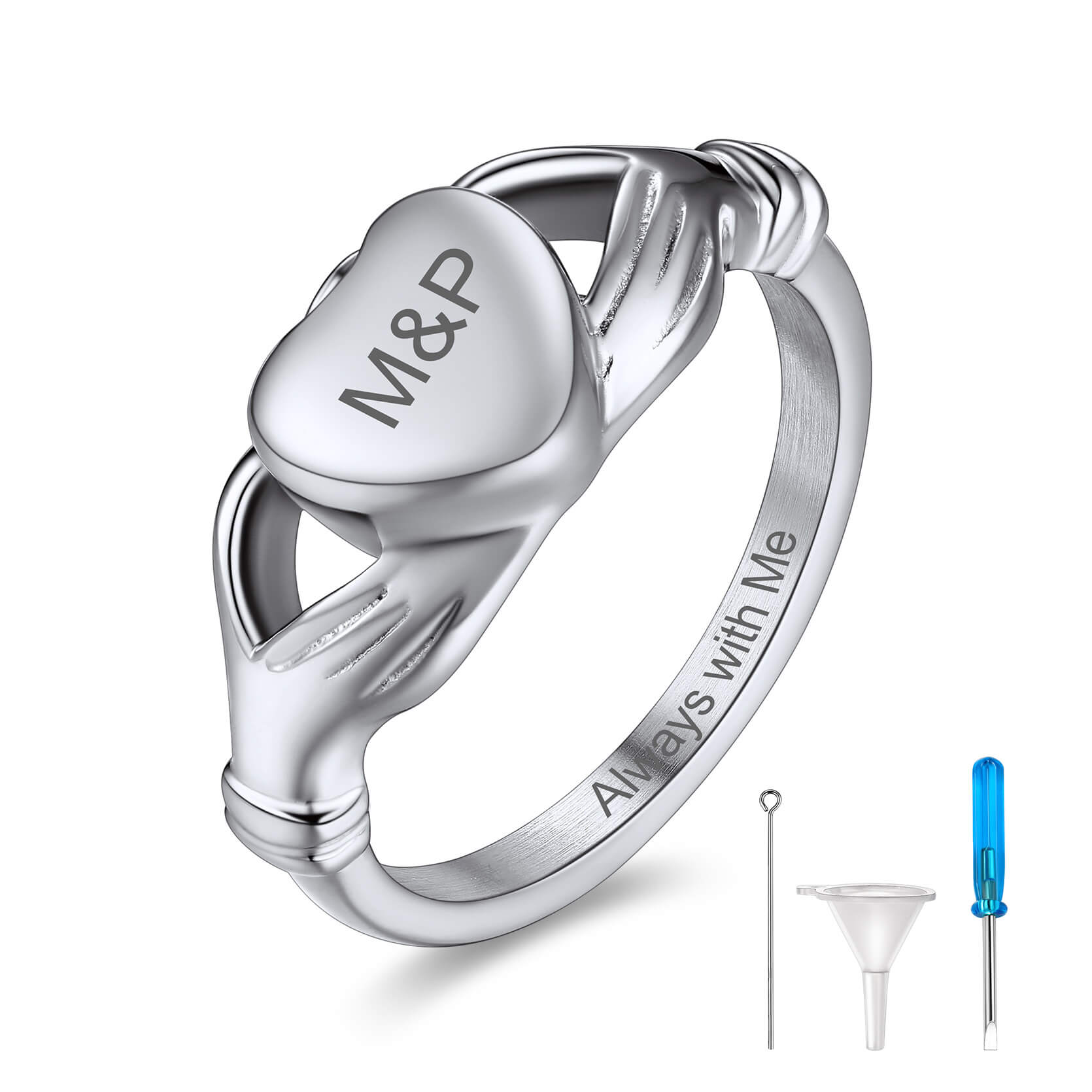 Personalized Heart Cremation Urn Claddagh Ring for Ashes Memorial Jewelry