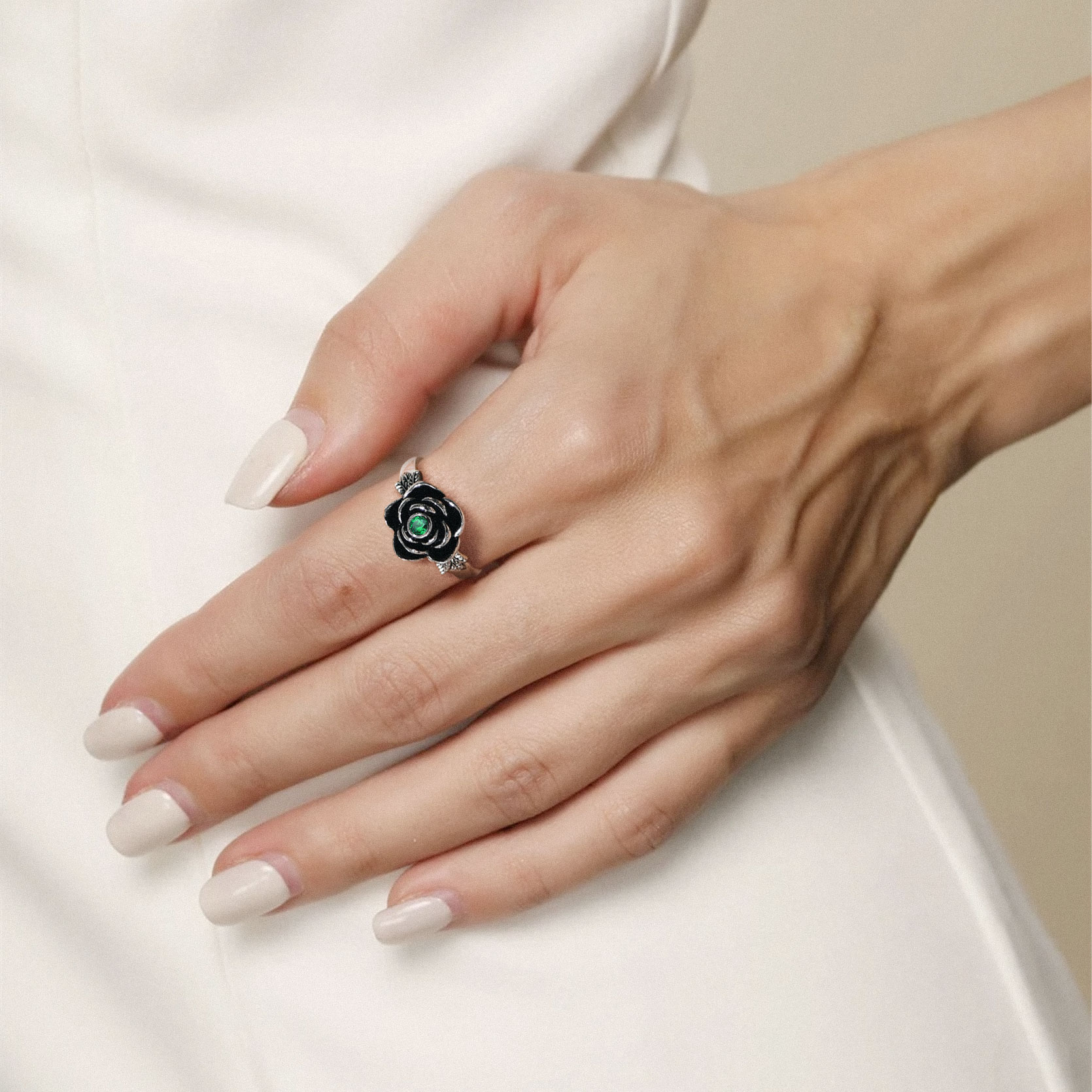 Custom Rose Cremation Urn Ring for Ashes for Women model