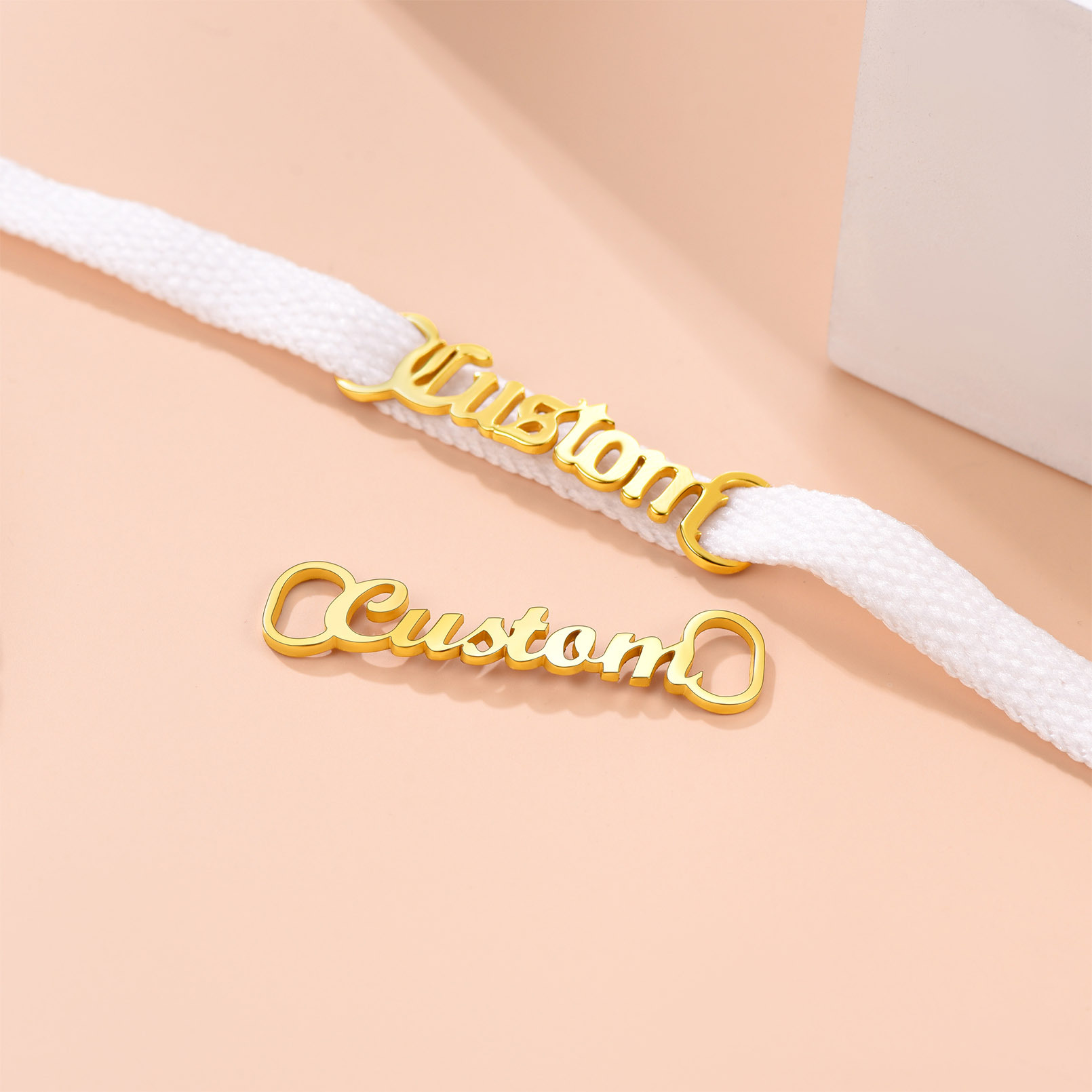 Personalized Nameplate Shoelace Buckle Gold Scene