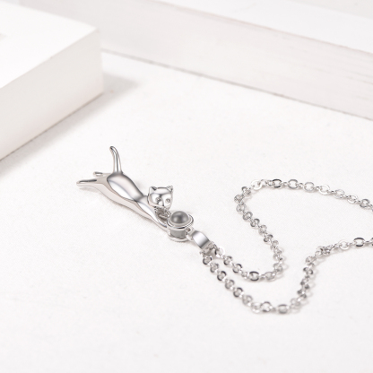 Copper Projection Cat Pendant Necklace Jewelry Gift for Women silver occasion