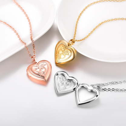 Personalized Locket Necklaces Picture Heart Pendant for Women