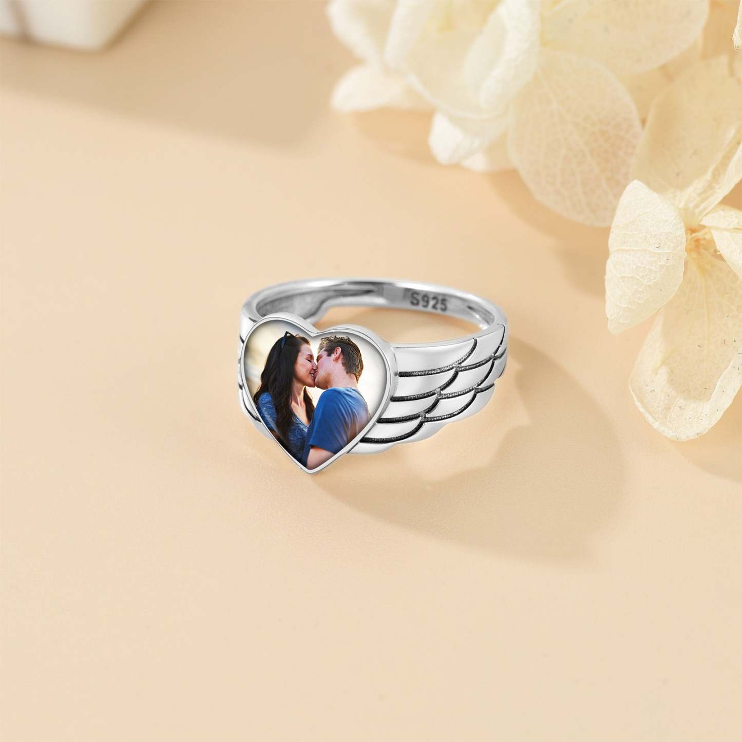 Custom4U silver photo ring