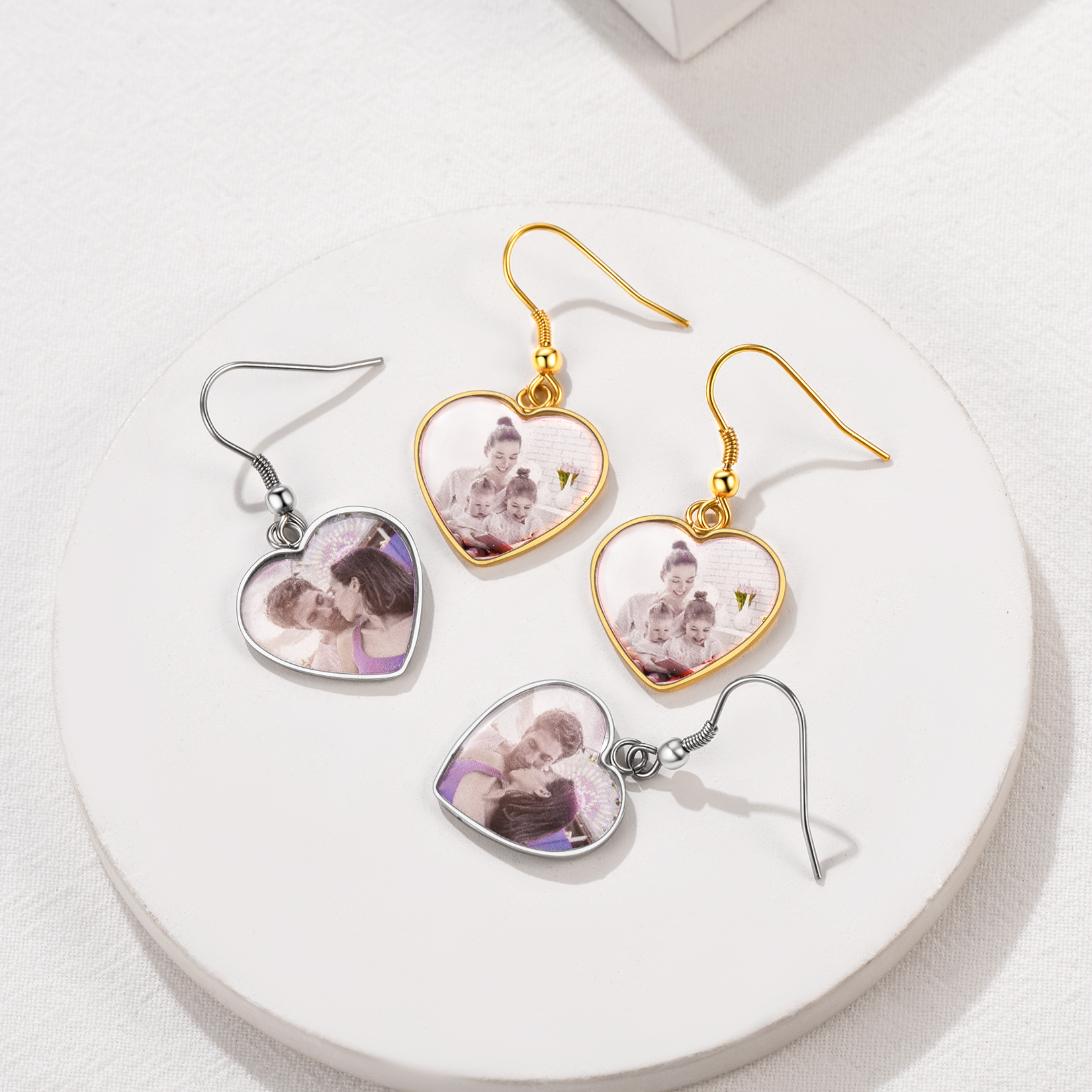 Personalized Photo Heart Dangle Earrings for Women occasion