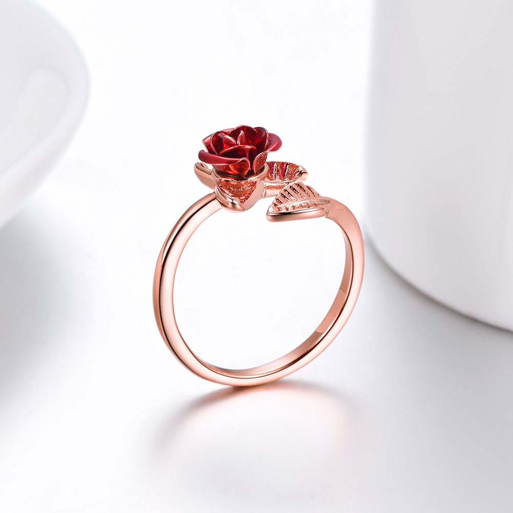 Copper Rose Flower  Adjustable Rings For Women detail
