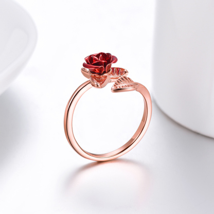 Copper Rose Flower  Adjustable Rings For Women detail