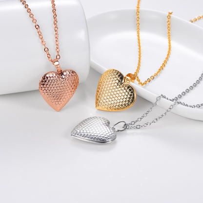 Personalized Heart Locket Necklace with Photo and Engraving 3 colors