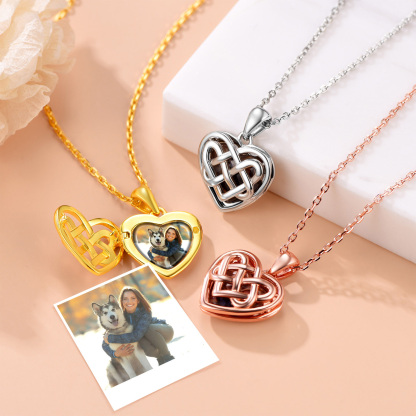  Custom Photo Celtic Heart Locket Necklace for Women color