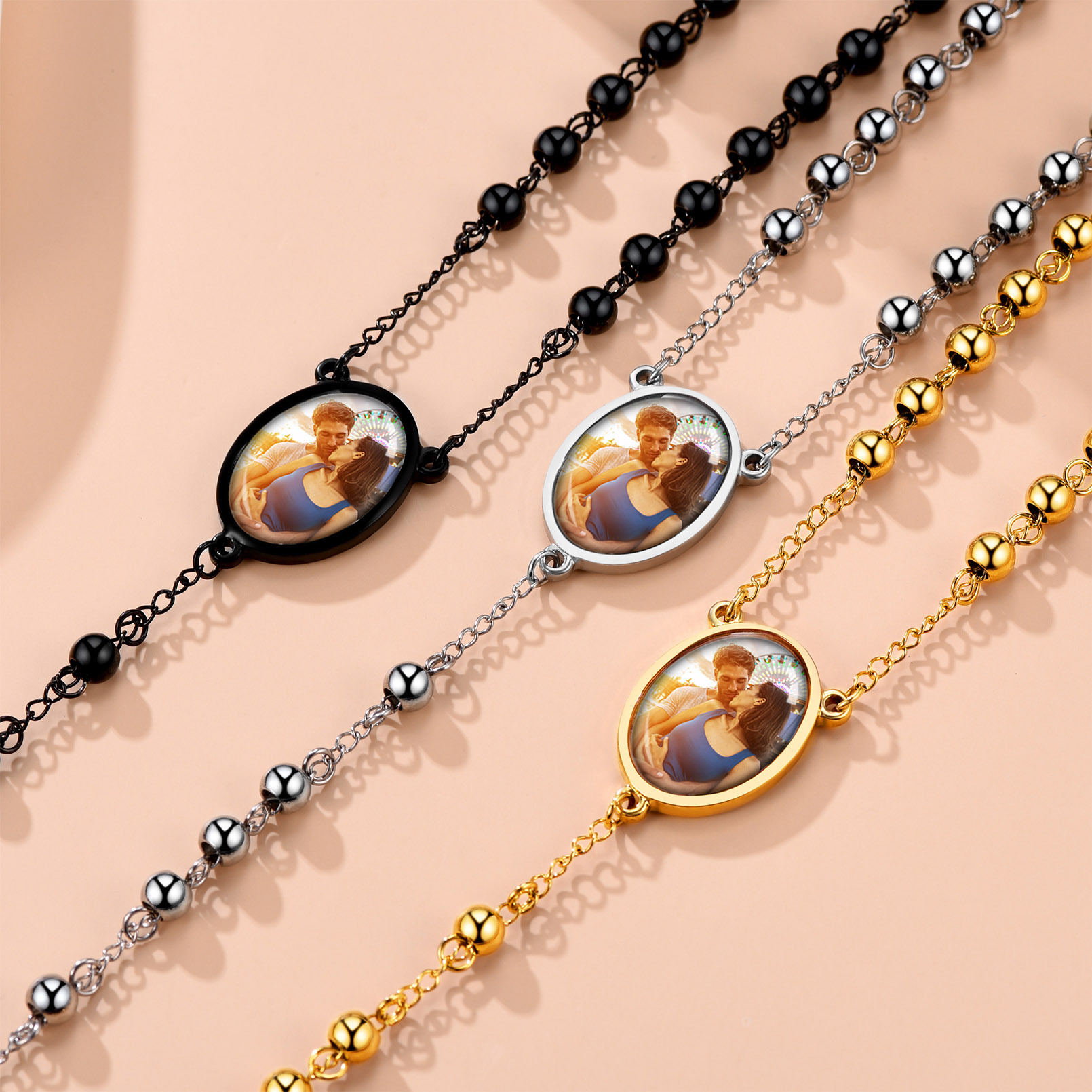 Personalized Rosary with Photo and Custom Engraving All colors