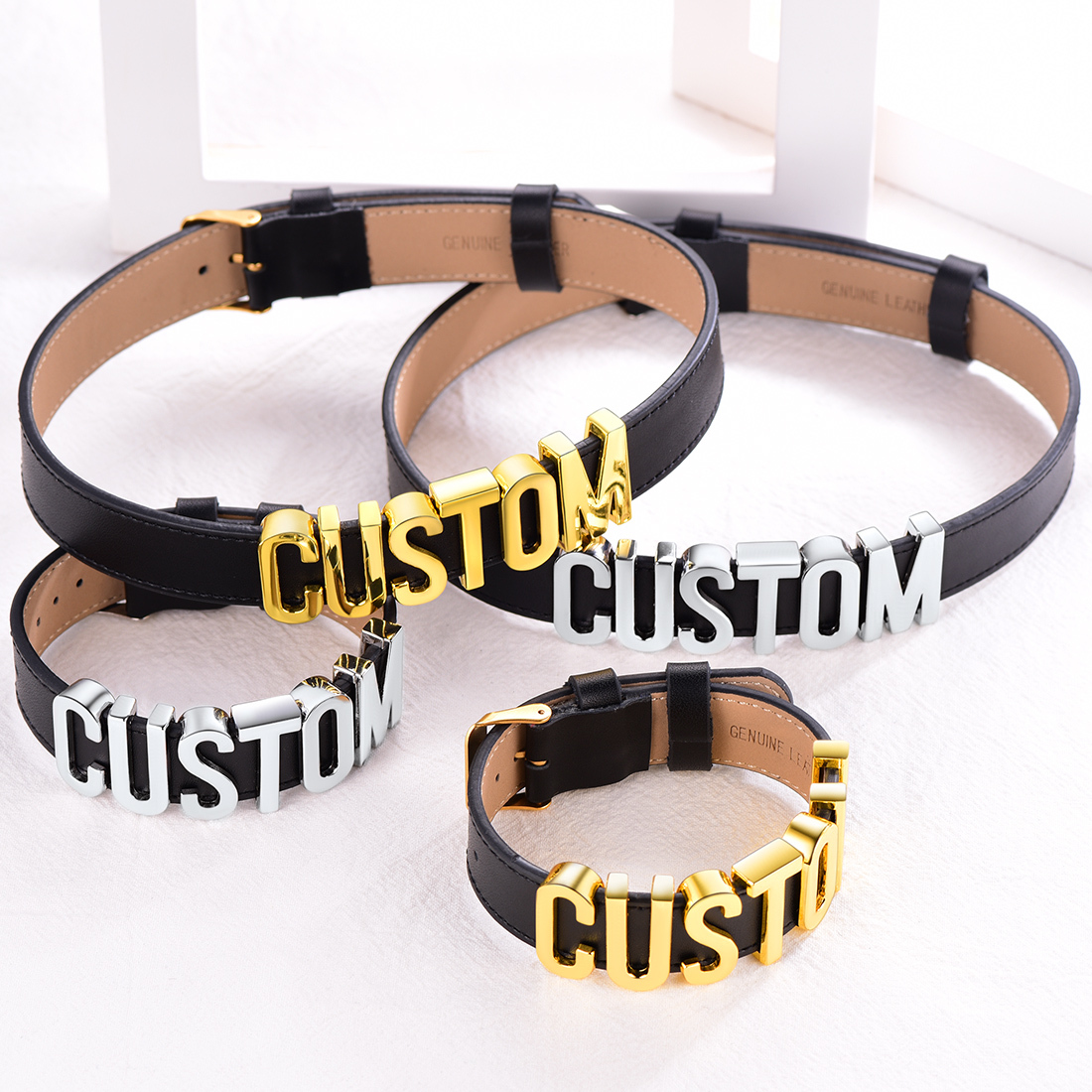 Personalized Women's Choker Leather Name Necklace