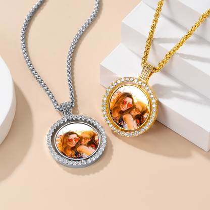 Personalized Photo  Heart Pendant Necklace for Men Women