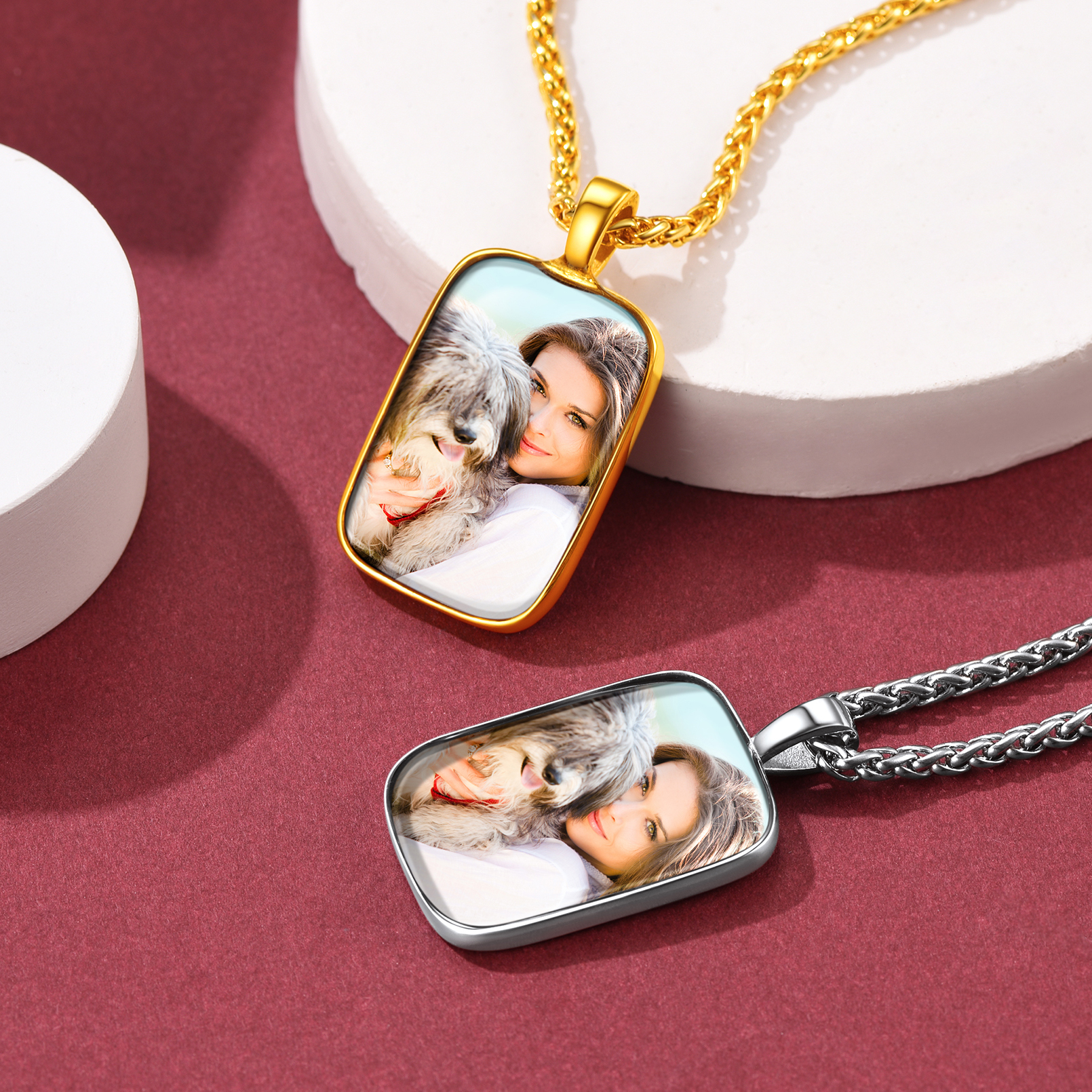 Custom Photo Engraved Message Pendant Necklace for Men Women collection