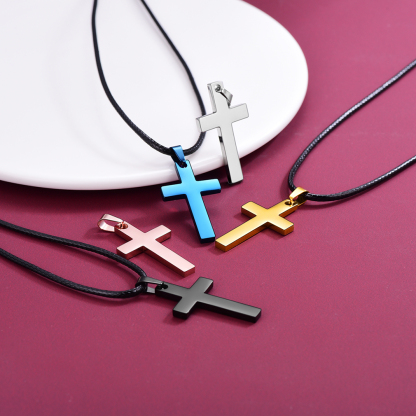 Customizable Stainless Steel Cross Necklace All Colors