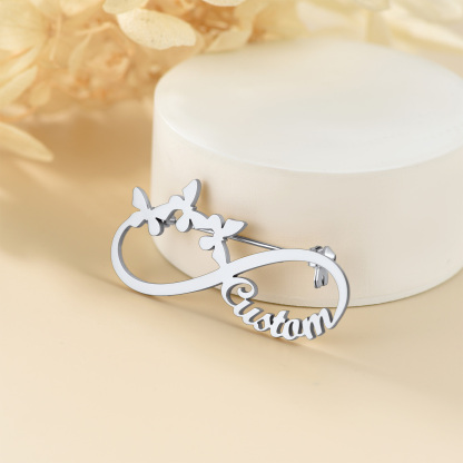 Custom Made Infinity Name Tag Pins for Women occasion silver