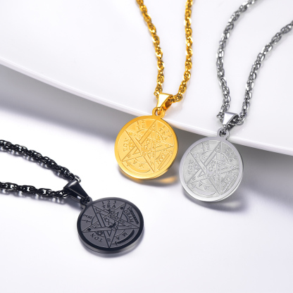Engraved Wiccan Pagan Pendant Plated Pentagram Necklaces