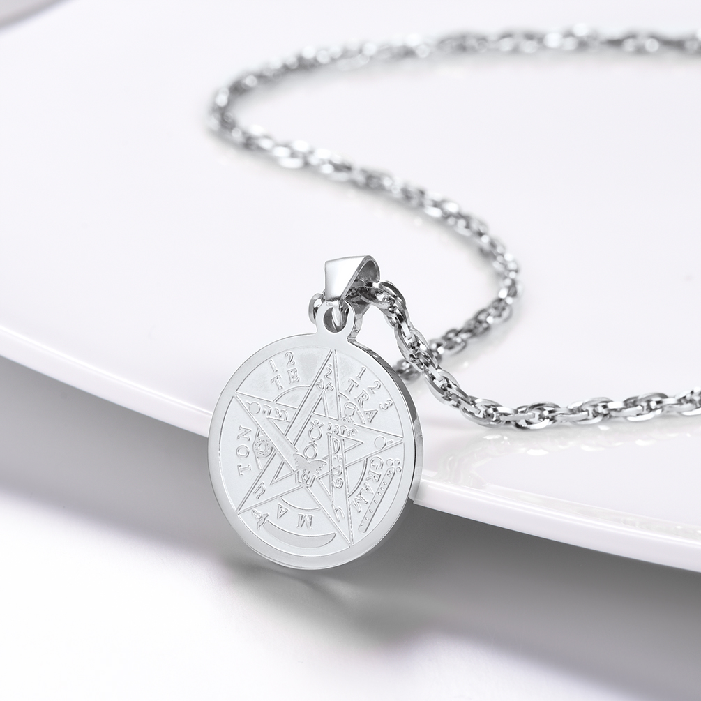 Engraved Wiccan Pagan Pendant Plated Pentagram Necklaces