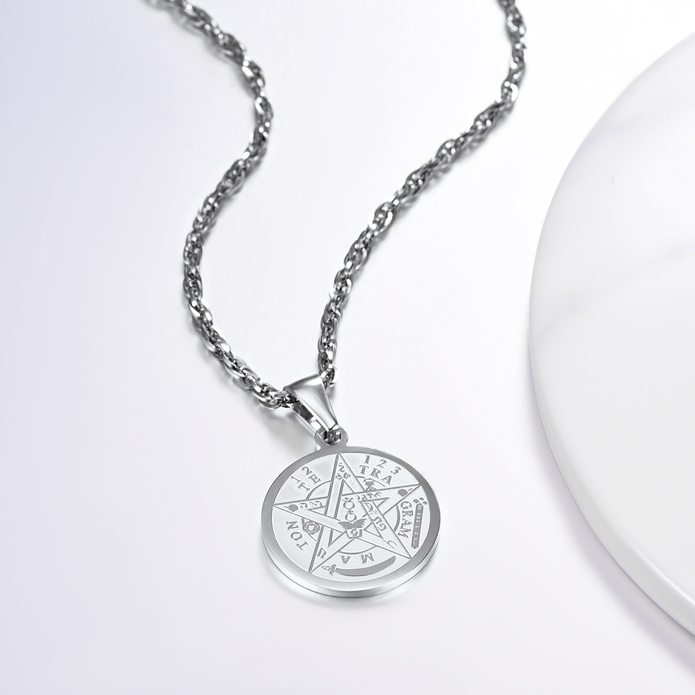 Engraved Wiccan Pagan Pendant Plated Pentagram Necklaces