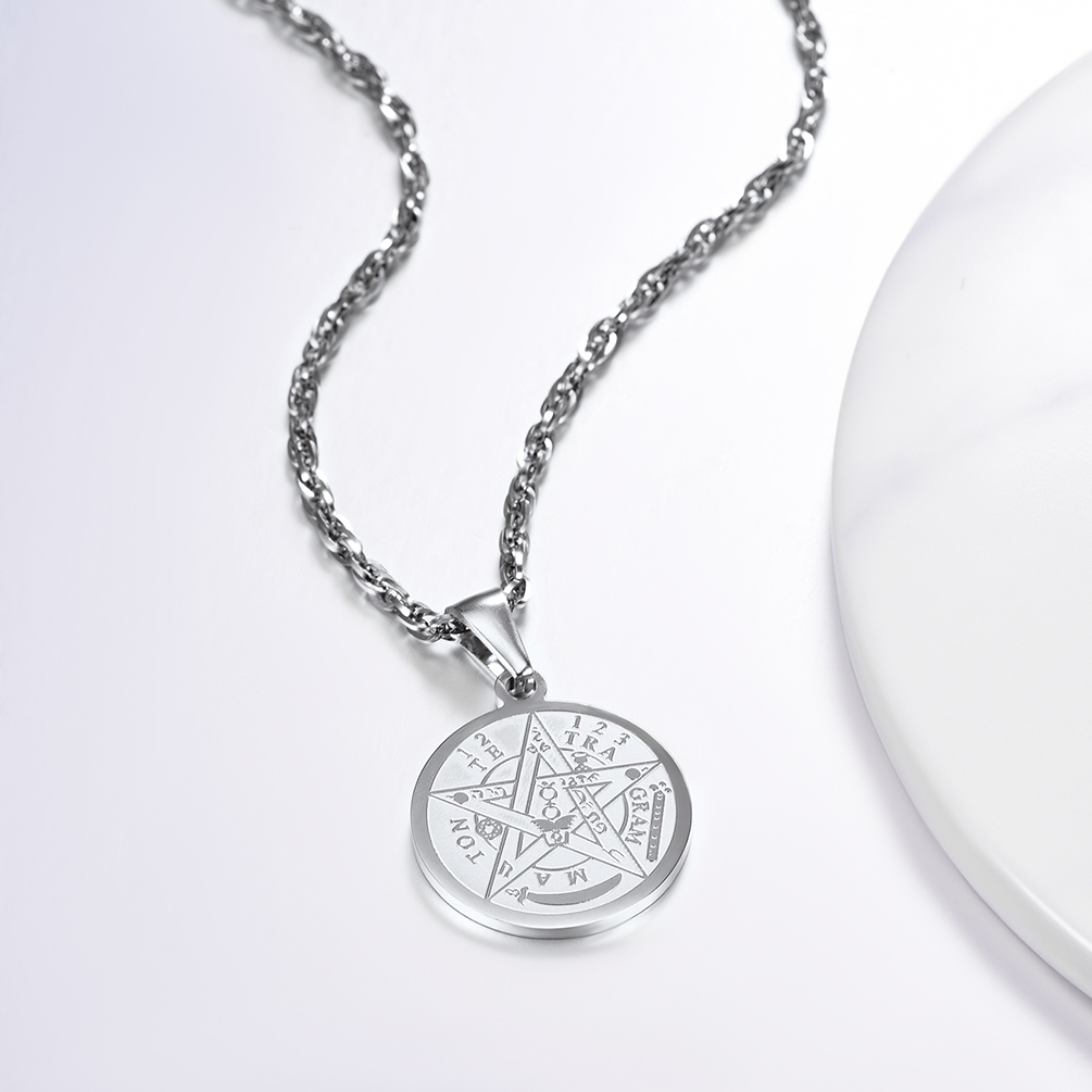 Engraved Wiccan Pagan Pendant Plated Pentagram Necklaces