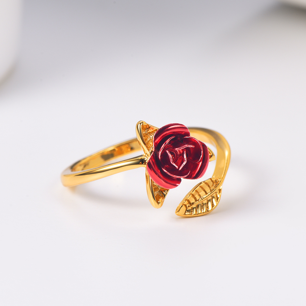 Rose Flower Signet Adjustable Rings For Women detail