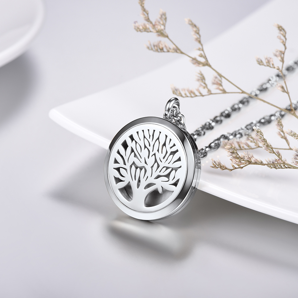 Custom Photo Life Tree Locket Necklace for Women silver occasion