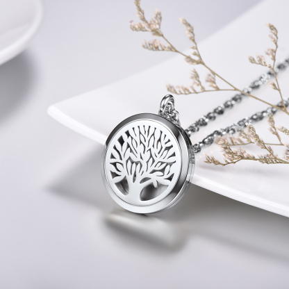 Custom Photo Life Tree Locket Necklace for Women silver occasion
