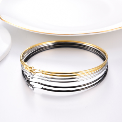 Stainless Steel Round Hoop Earrings For Women 