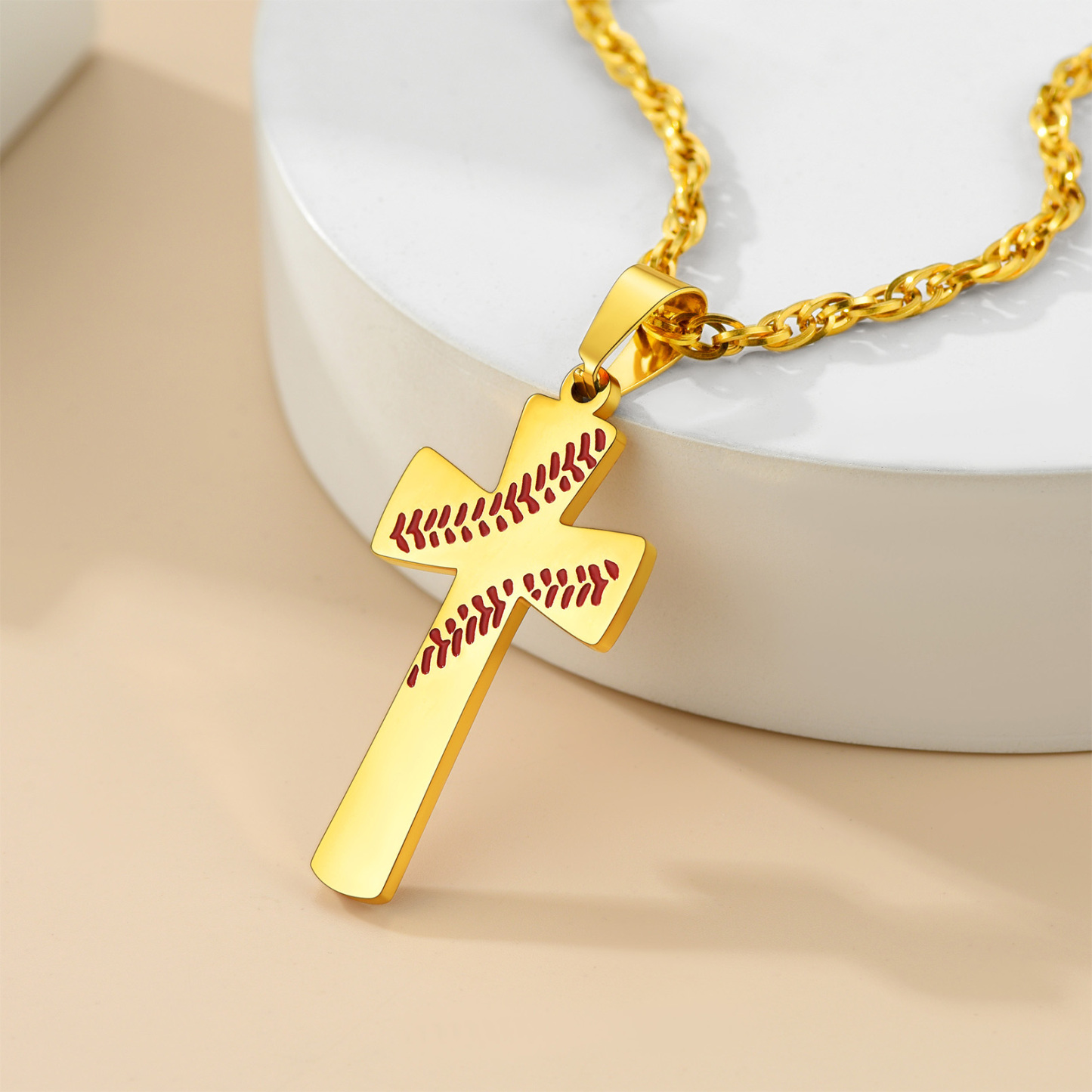 Personalized Engraved Baseball Cross Sports Necklace for Men gold occasion