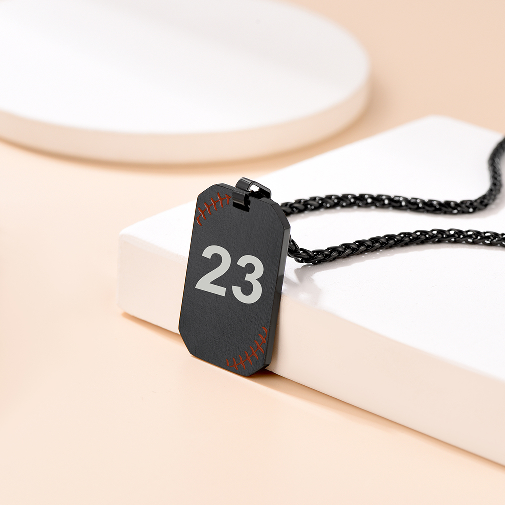 Custom Engraved Baseball Number Dog Tags Pendant Necklace  occasion