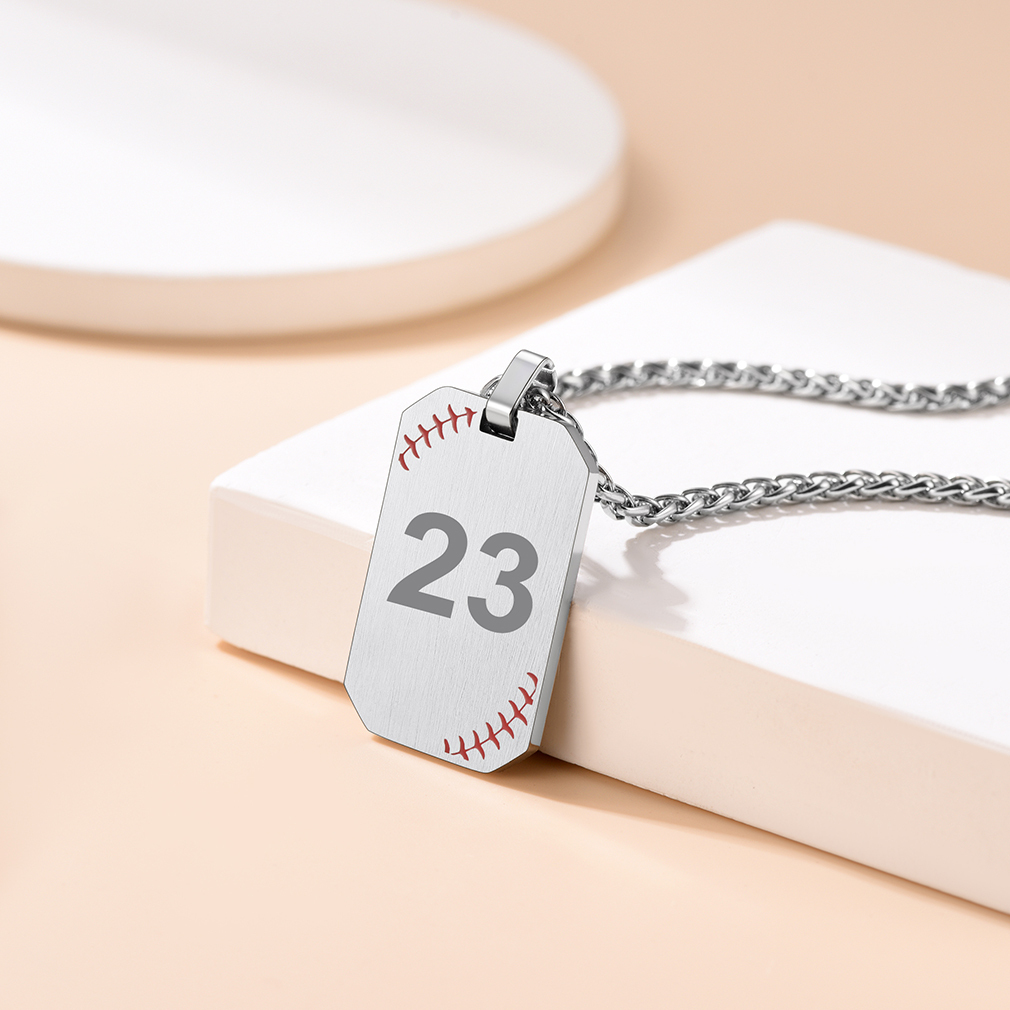 Custom Engraved Baseball Number Dog Tags Pendant Necklace for Men occasion
