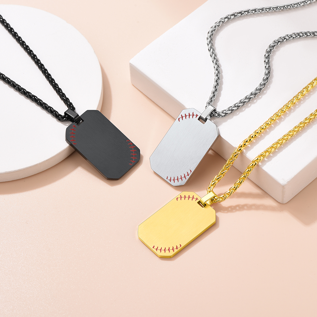 Custom Engraved Baseball Number Dog Tags Pendant Necklace for Men collection