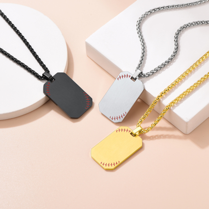 Custom Engraved Baseball Number Dog Tags Pendant Necklace for Men collection