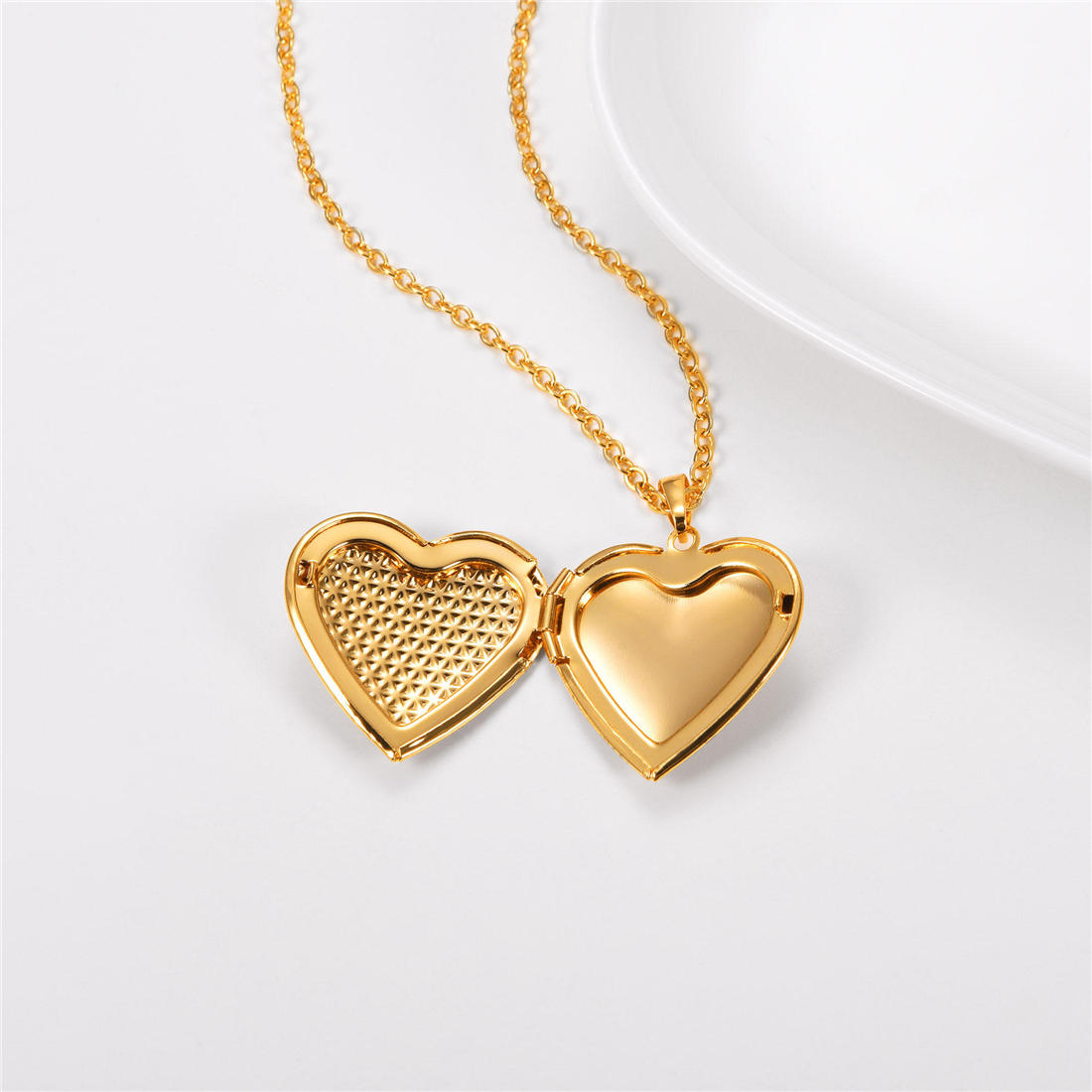 Personalized Heart Locket Necklace with Photo  gold
