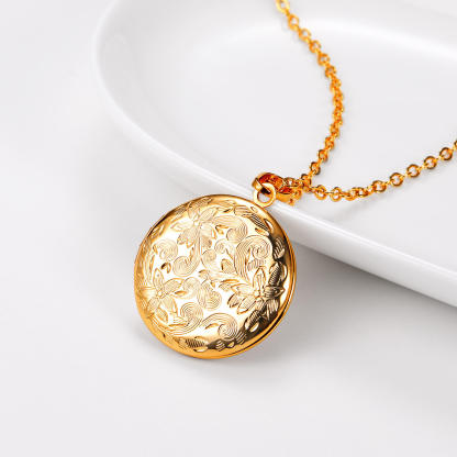 Personalized Picture Round Shape Locket Necklaces for Women gold occasion