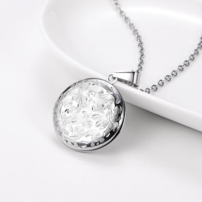 Personalized Picture Round Shape Locket Necklaces for Women  silver occasion