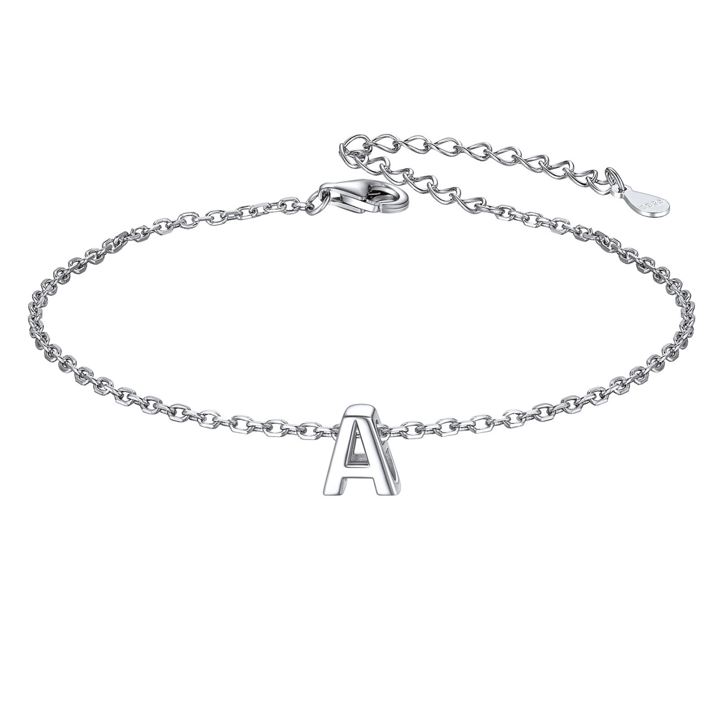 Dainty 925 Sterling Silver Initial Bracelet For Women