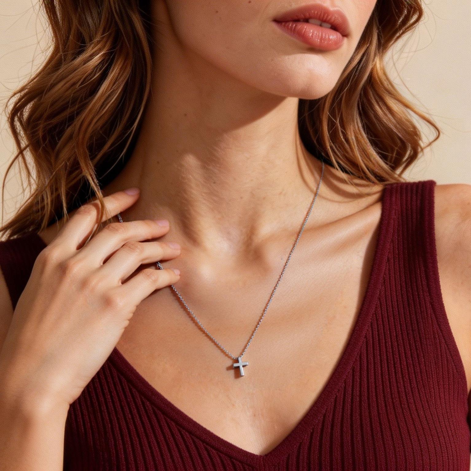 Dainty Cross Pendant Necklace for Women