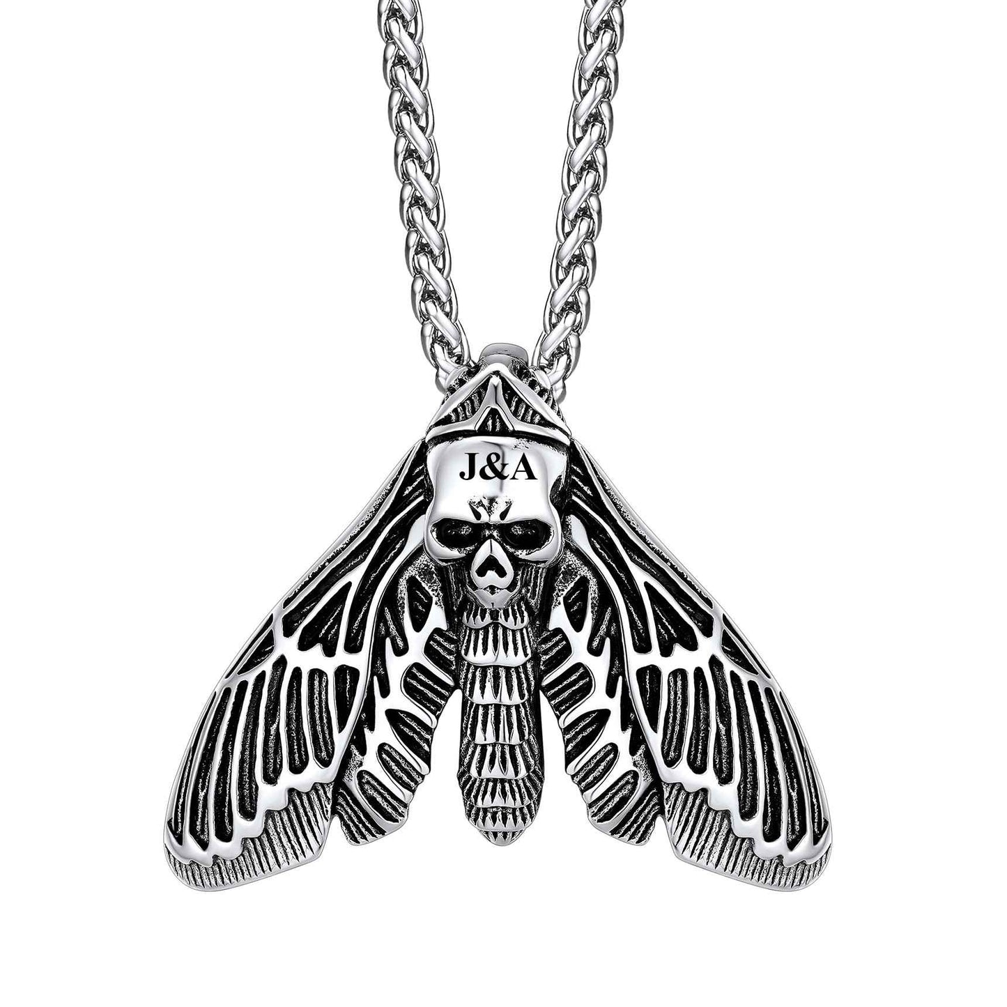 Death Moth Skull Necklace 316L Stainless Steel Gothic Gift Silver
