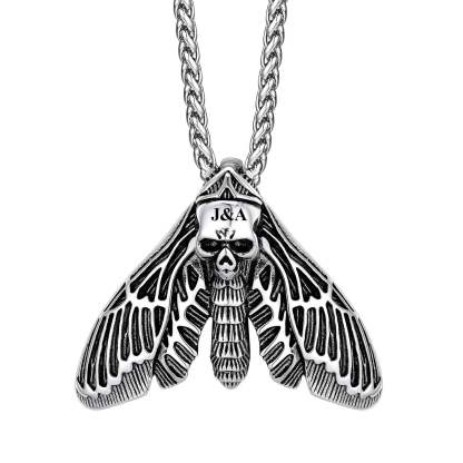 Death Moth Skull Necklace 316L Stainless Steel Gothic Gift Silver