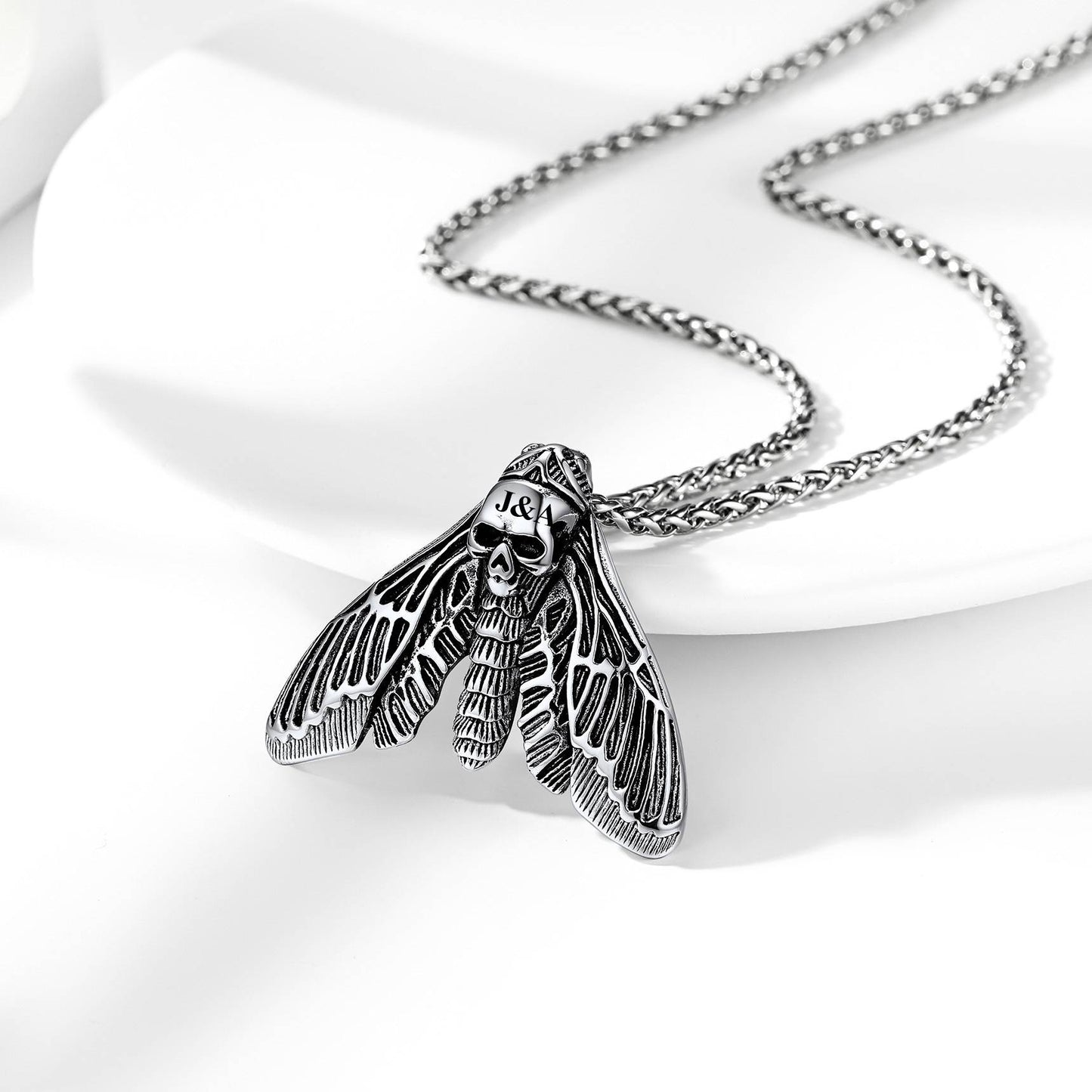 Death Moth Skull Necklace 316L Stainless Steel Gothic Gift