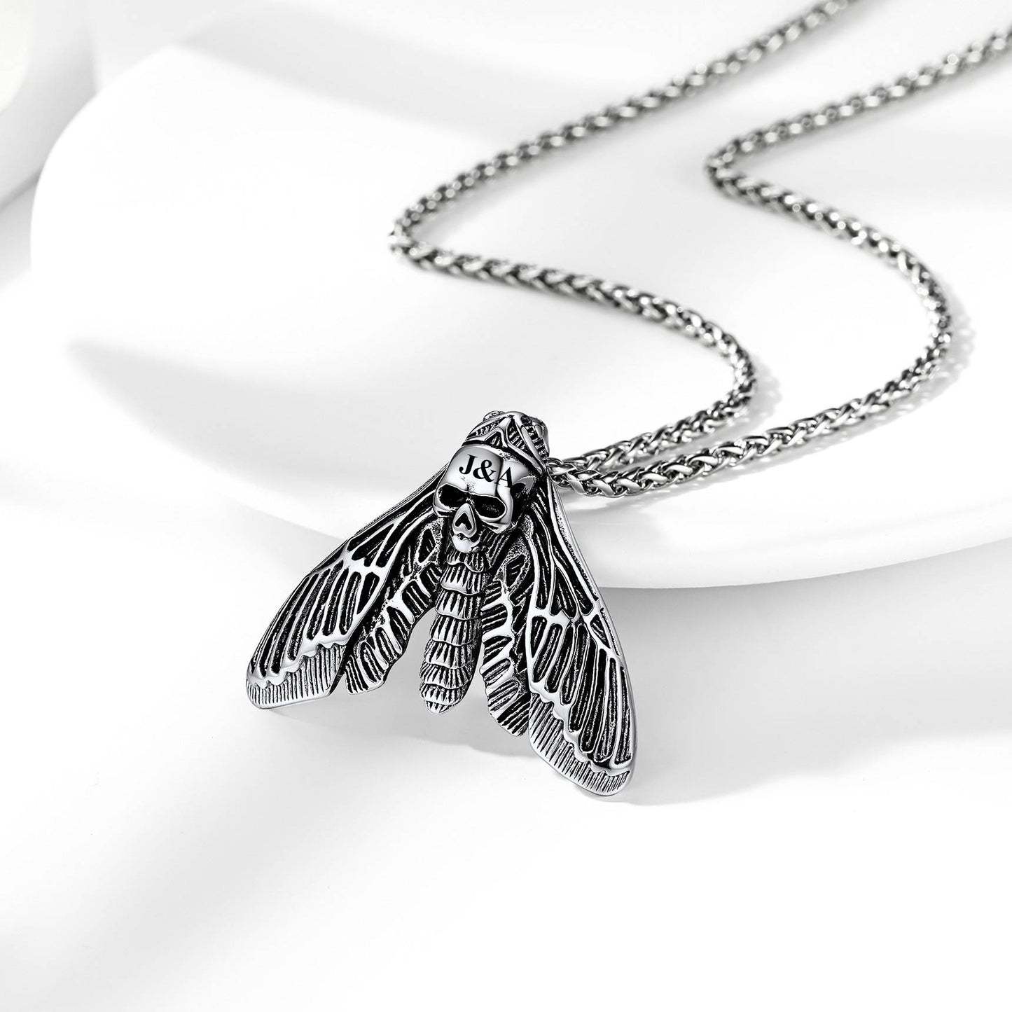 Death Moth Skull Necklace 316L Stainless Steel Gothic Gift