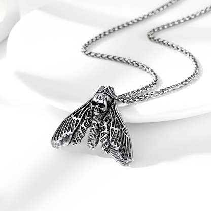 Death Moth Skull Necklace 316L Stainless Steel Gothic Gift