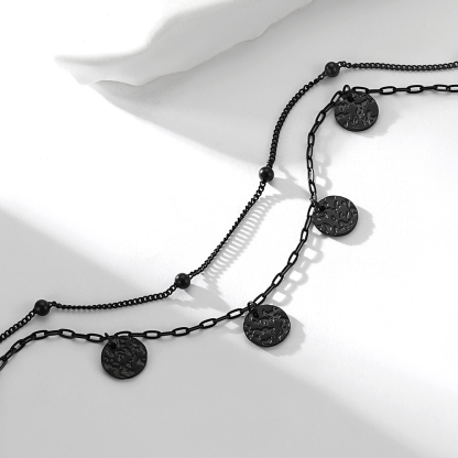 Disc Charm Anklet with Adjustable Layered Design summer gift