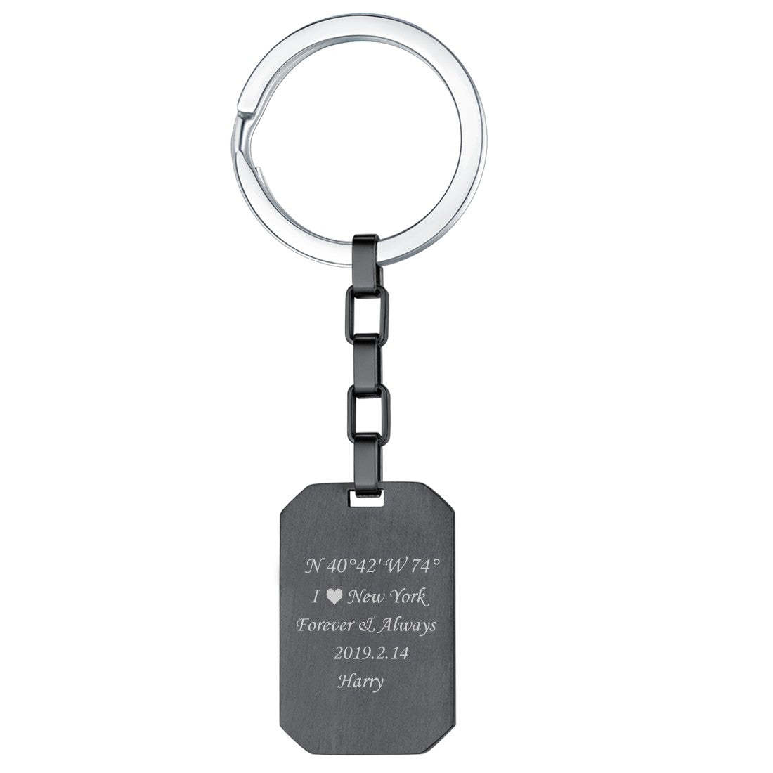 Custom Engraved Dog Tag Keychains black